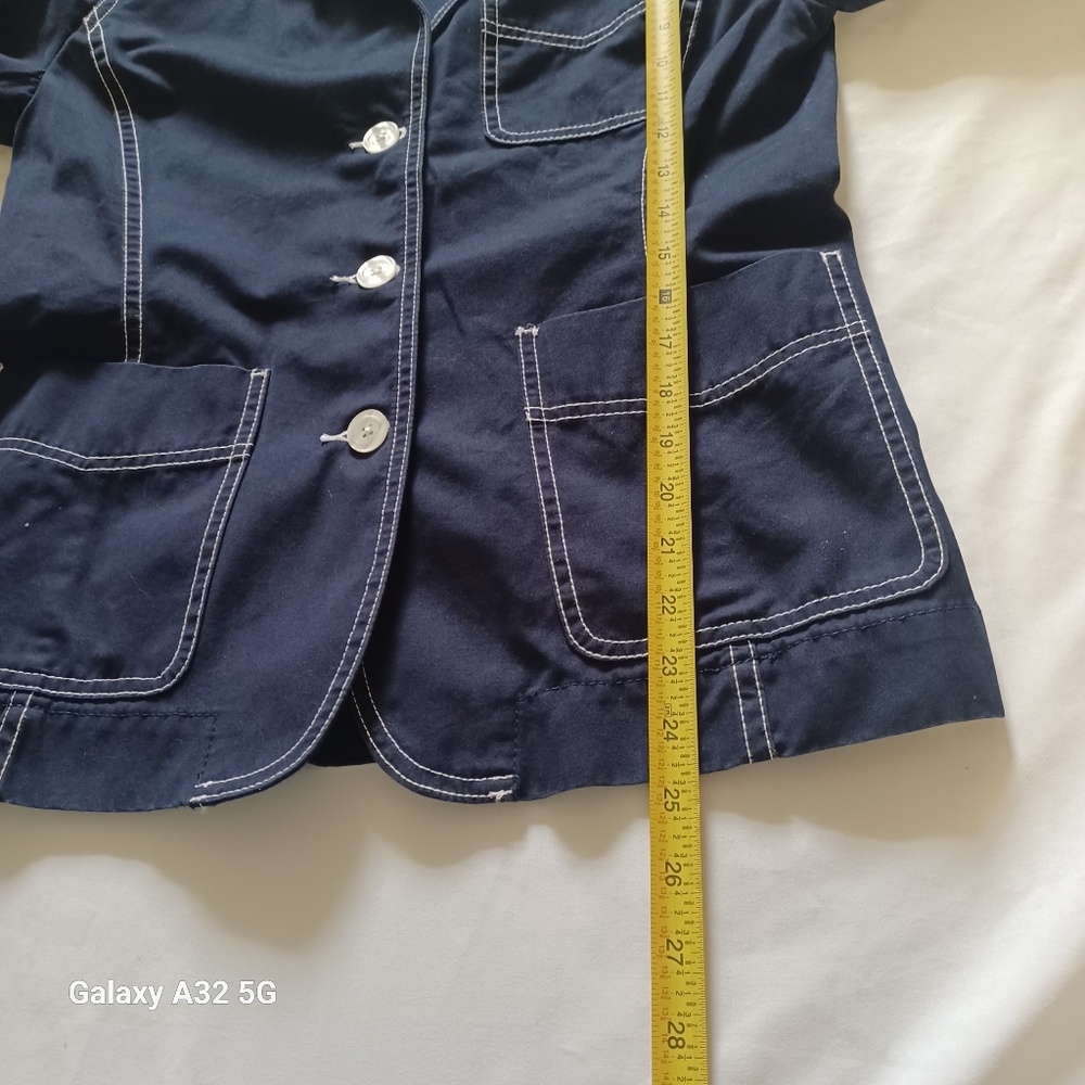 Isaac Mizrahi Women Size M Dark Blue Blazer Jackets with Contrast Stitching - Picture 12 of 12